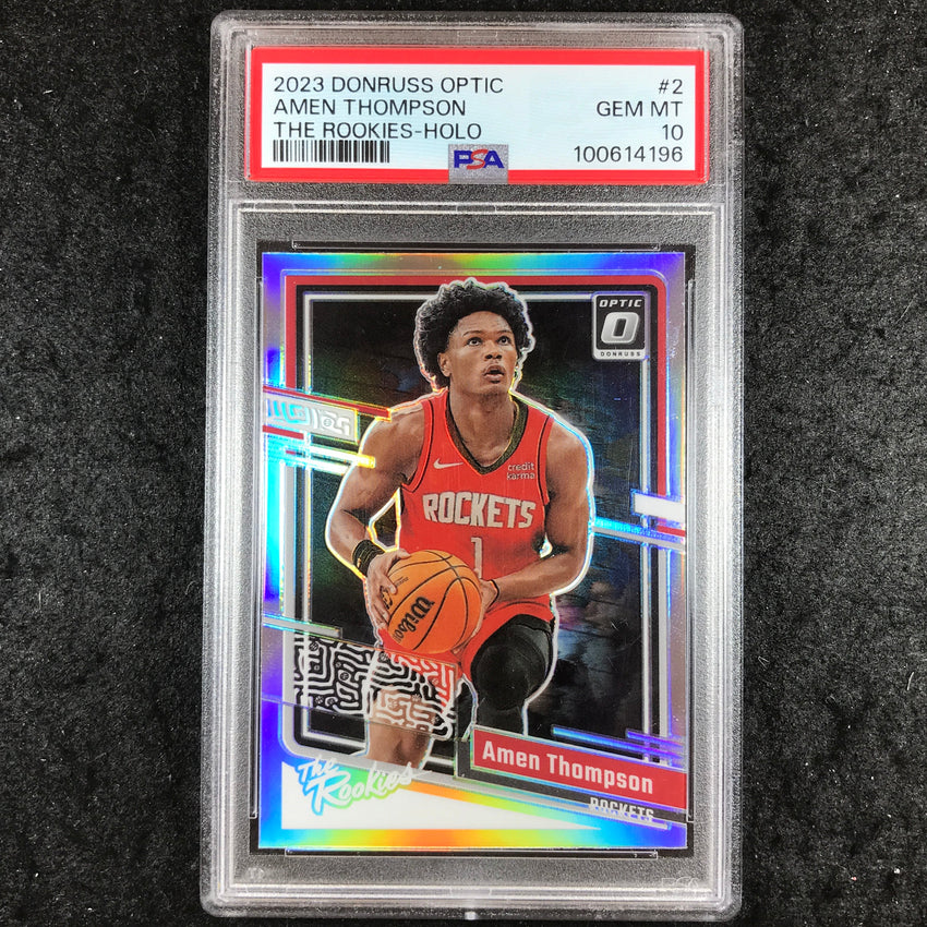 2023 Panini Donruss Optic AMEN THOMPSON The Rookies Holo #2 PSA 10 (196)