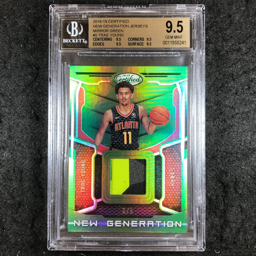 2018 Certified TRAE YOUNG Rookie New Generation Jerseys Green 3/5 BGS 9.5 (241)