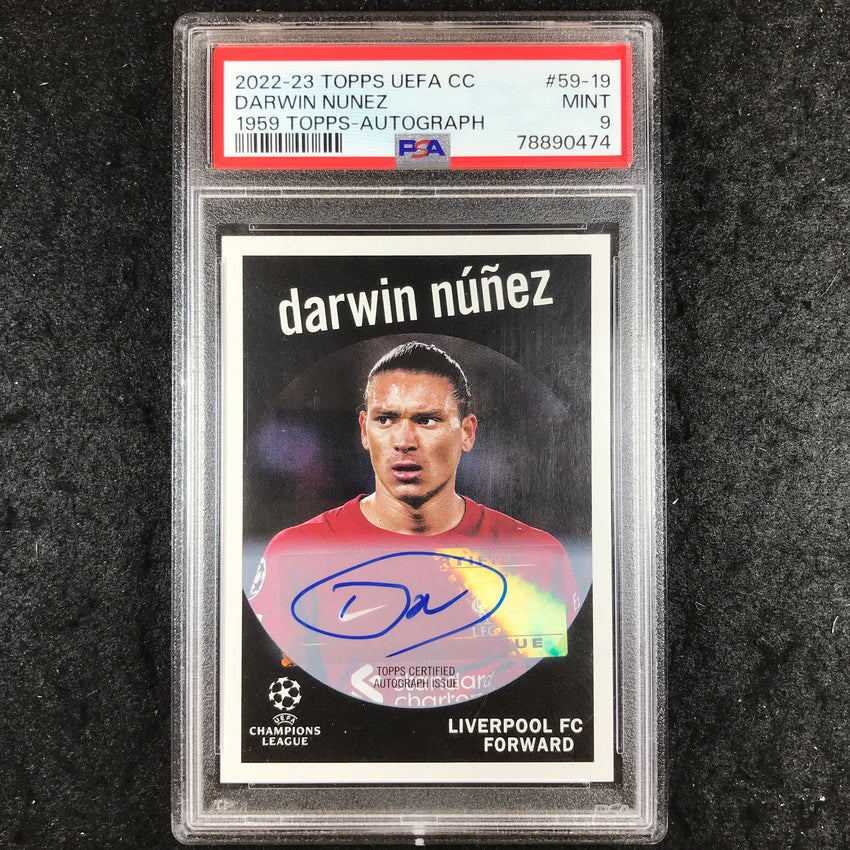 2022 Topps UEFA CC DARWIN NUNEZ 1959 Topps Auto 34/100 #59-19 PSA 9 (474)