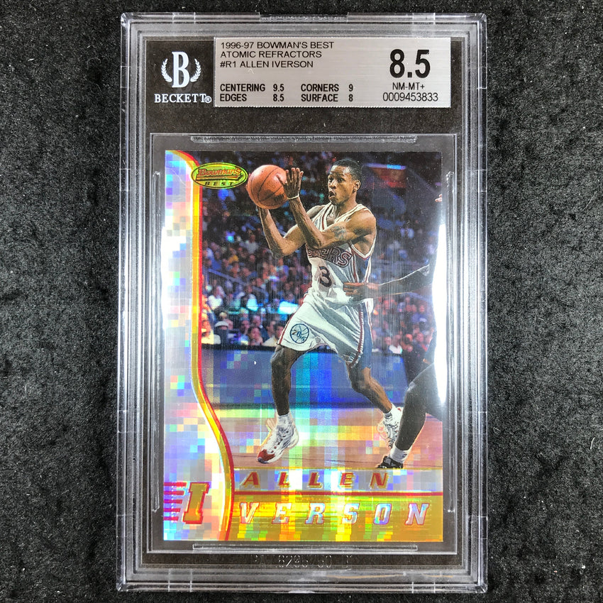 1996 Bowman's Best ALLEN IVERSON Atomic Refractors #R1 BGS 8.5 (833)