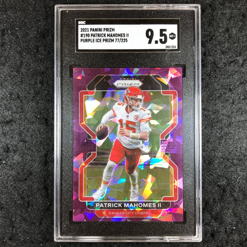 2021 Panini Prizm PATRICK MAHOMES II Purple Ice Prizm 77/225 #190 SGC 9.5 (254)