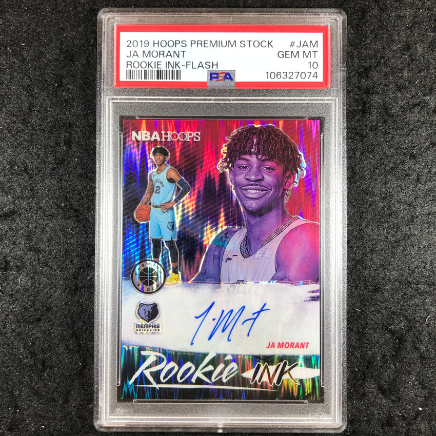 2019 Hoops Premium Stock JA MORANT Rookie Ink Auto Flash #JAM PSA 10 (074)