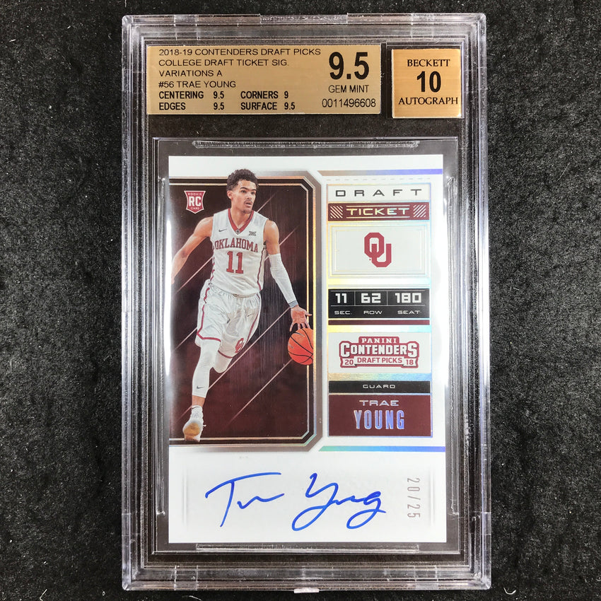 2018 Contenders DP TRAE YOUNG College Draft Ticket Auto Var A BGS 9.5/10 (608)