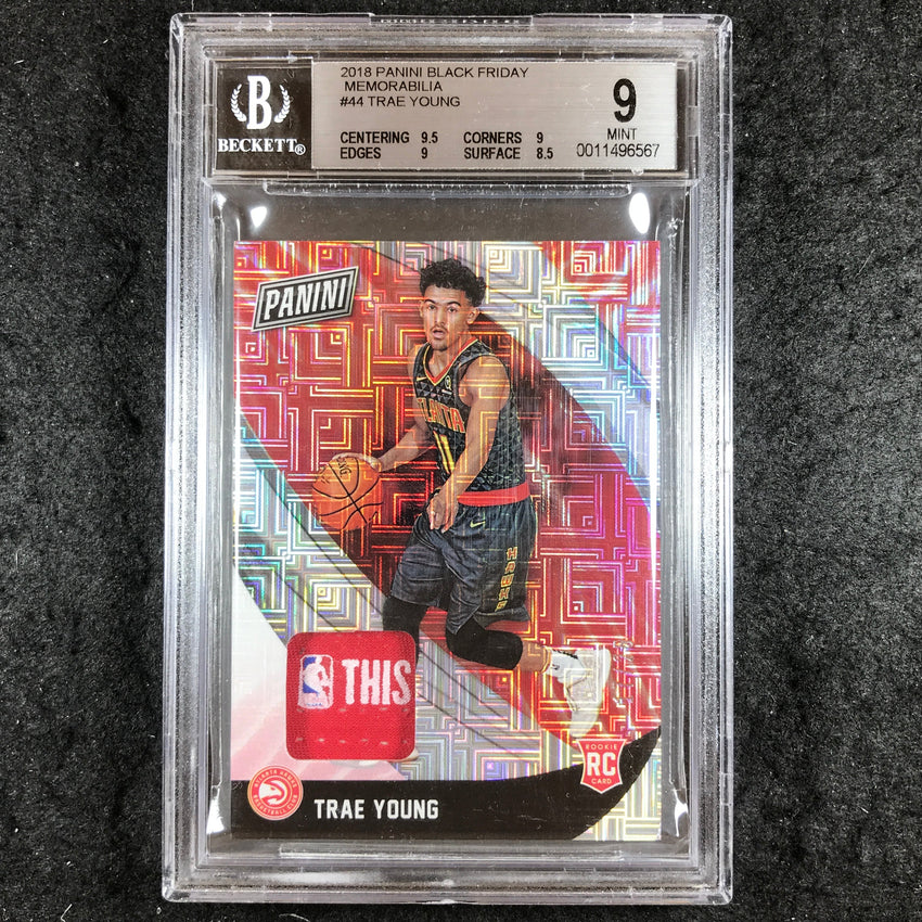 2018 Panini Black Friday TRAE YOUNG Memorabilia 17/25 #44 BGS 9 (567)