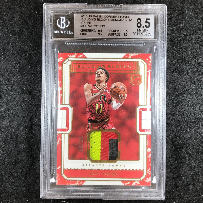 2018 Cornerstones TRAE YOUNG Building Blocks Memorabilia 6/10 #3 BGS 8.5 (959)