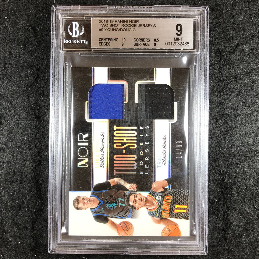 2018 Noir TRAE YOUNG LUKA DONCIC Two Shot Rookie Jerseys 14/99 #9 BGS 9 (488)