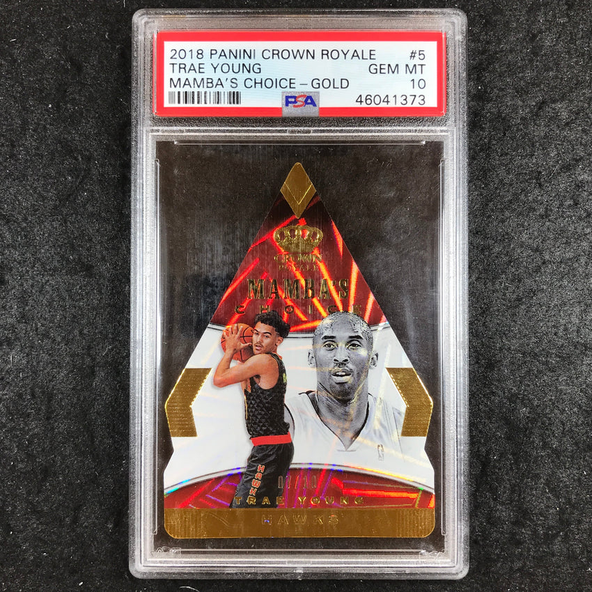 2018 Panini Crown Royale TRAE YOUNG Mamba's Choice Gold 7/10 #5 PSA 10 (373)