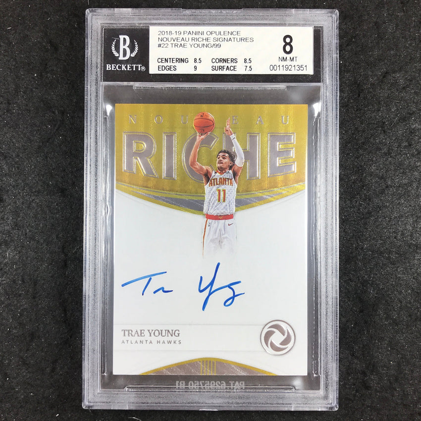 2018 Opulence TRAE YOUNG Rookie Nouveau Riche Signatures 69/99 #22 BGS 8 (351)