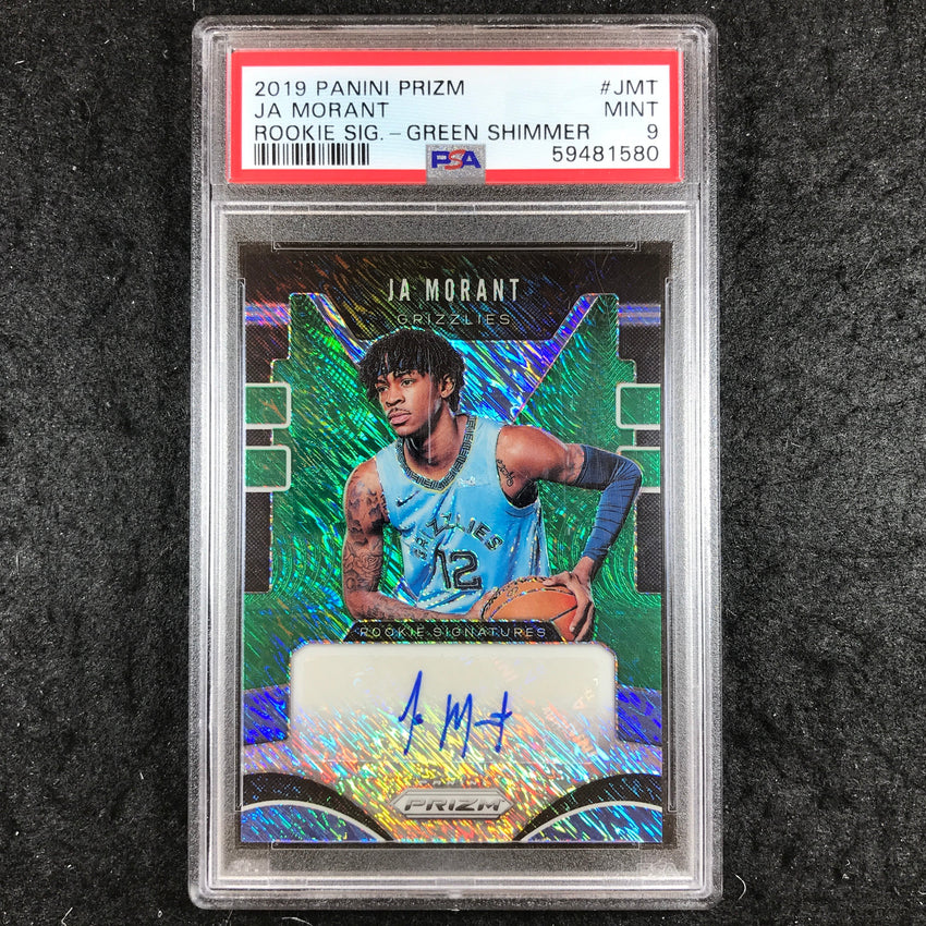 2019 Prizm JA MORANT Rookie Signatures Auto Green Shimmer 2/25 #JMT PSA 9 (580)