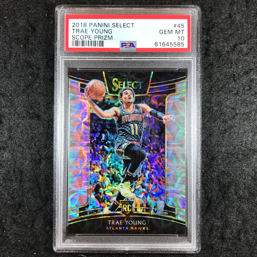2018 Panini Select TRAE YOUNG Rookie Scope Prizm #45 PSA 10 (585)