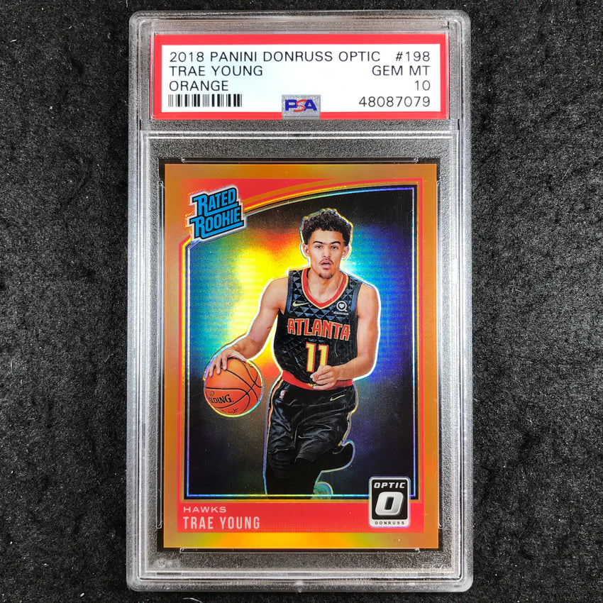 2018 Optic TRAE YOUNG Rated Rookie Orange 135/199 #198 PSA 10 (079)