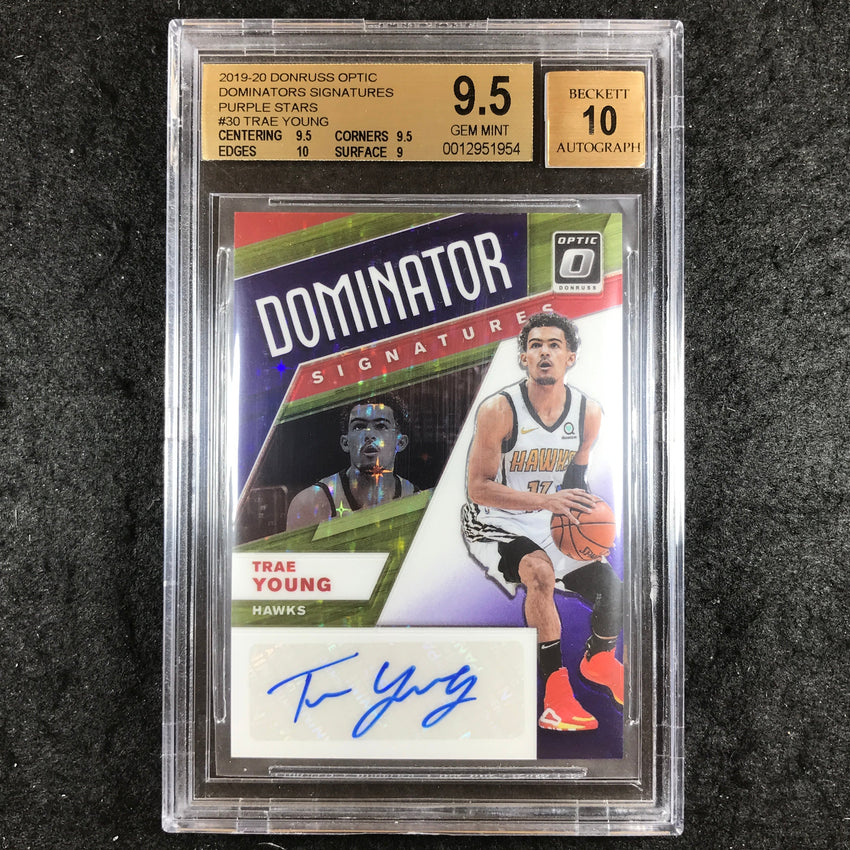 2019 Donruss Optic TRAE YOUNG Dominators Auto Purple Stars 11/29 BGS 9.5 (954)