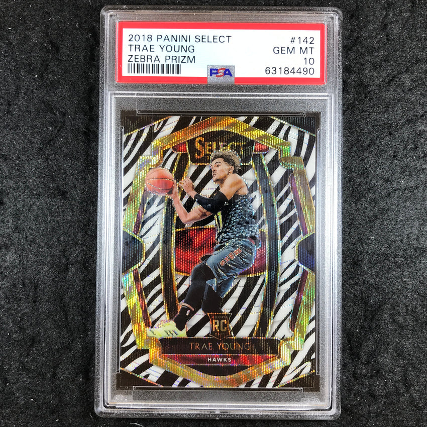 2018 Select TRAE YOUNG Rookie Premier Level Zebra #142 PSA 10 (490)