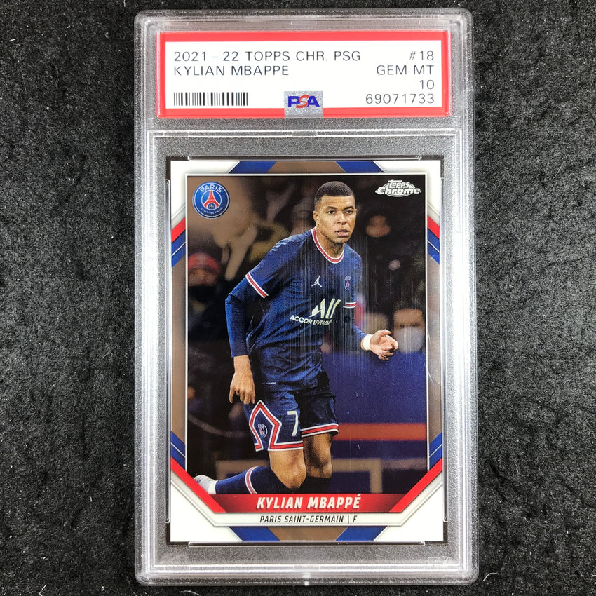 2021-22 Topps Chrome Paris Saint-Germain KYLIAN MBAPPE #18 54/89 PSA 10 (733)