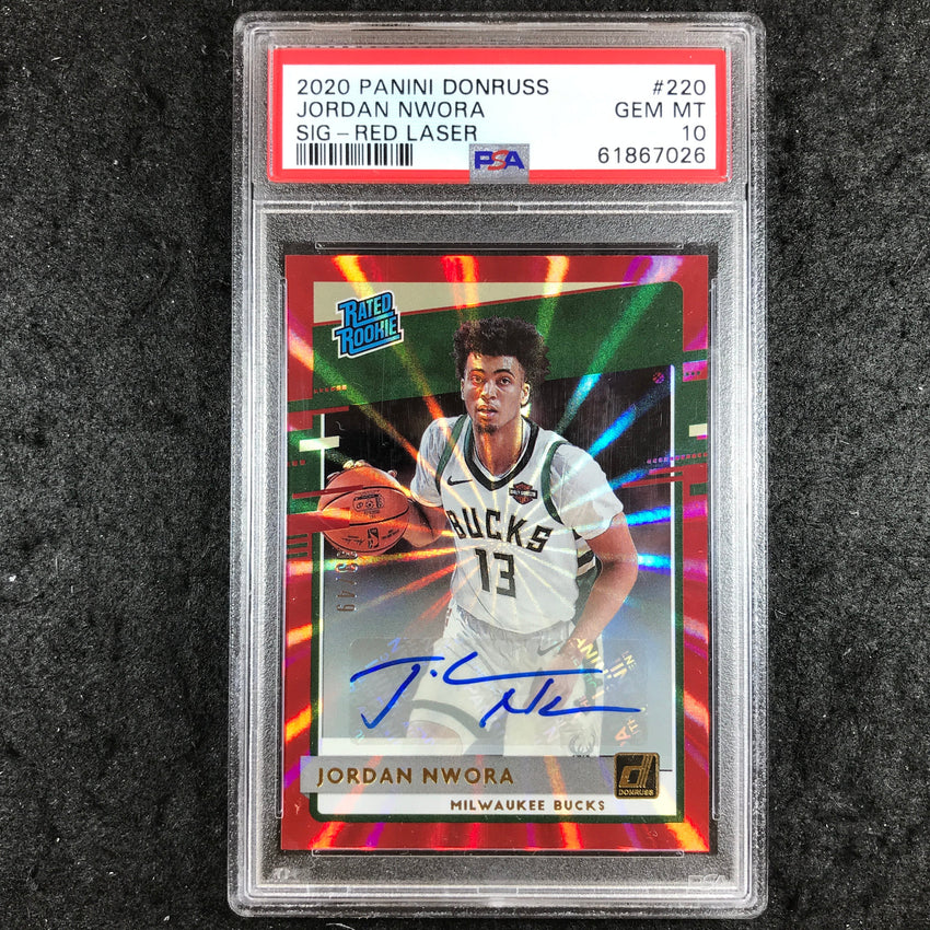 2020 Panini Donruss JORDAN NWORA Rated Rookie Auto #220 PSA 10 (026)