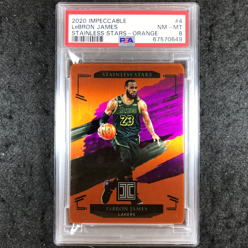 2020 Panini Impeccable LEBRON JAMES Stainless Stars Orange 5/25 #4 PSA 8 (649)