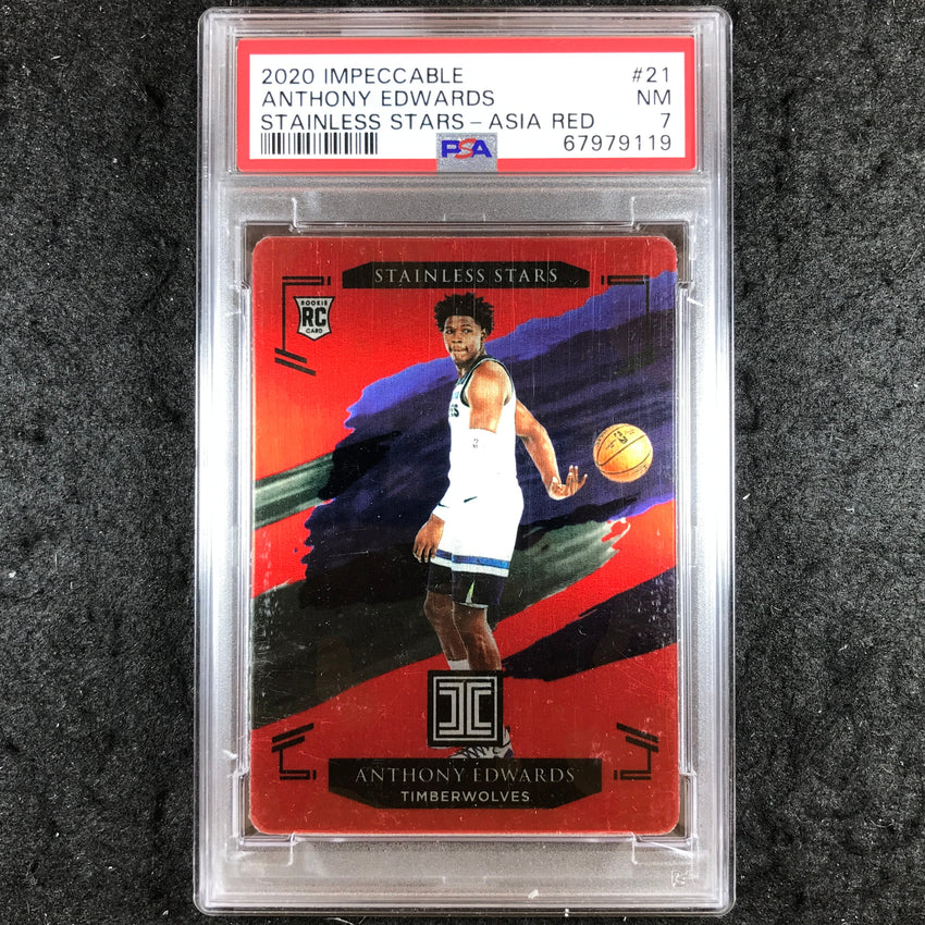 2020 Impeccable ANTHONY EDWARDS Stainless Stars Asia Red Rookie #21 PSA 7 (119)