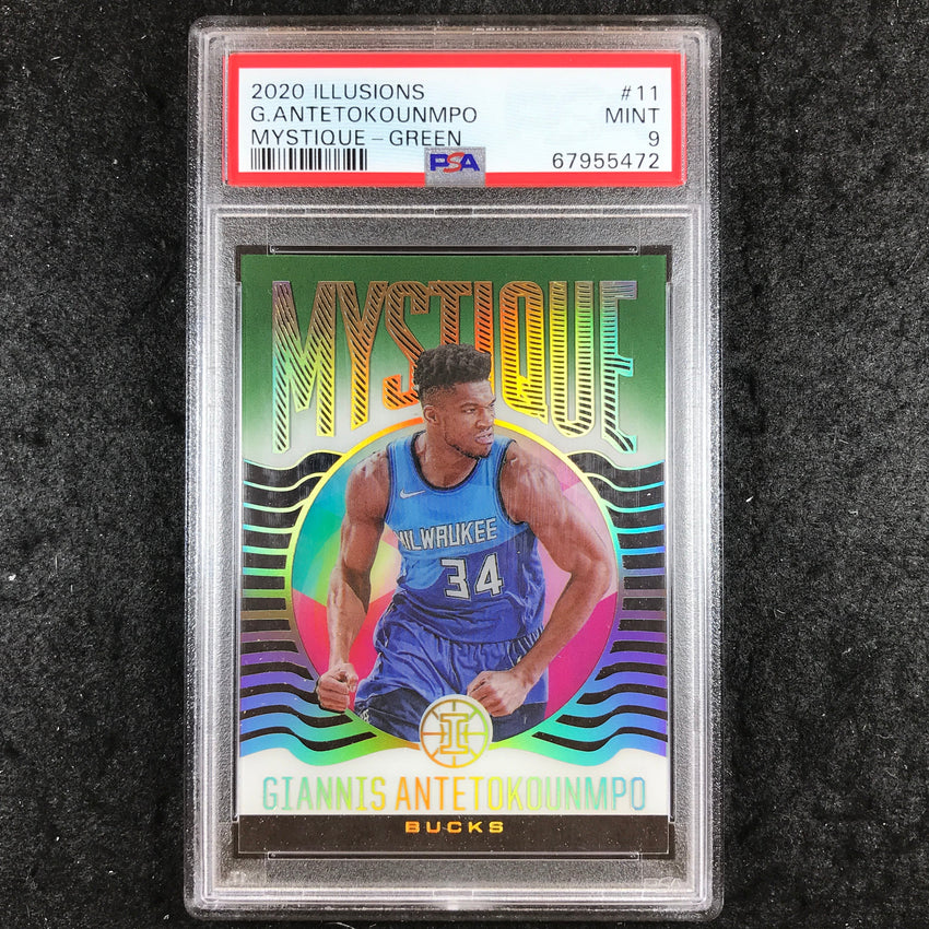 2020 Panini Illusions GIANNIS ANTETOKOUNMPO Mystique Green 2/5 #11 PSA 9 (472)