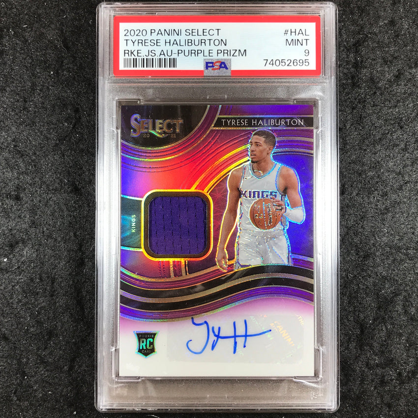 2020 Select TYRESE HALIBURTON Rookie Jersey Auto Purple 51/99 #HAL PSA 9 (695)