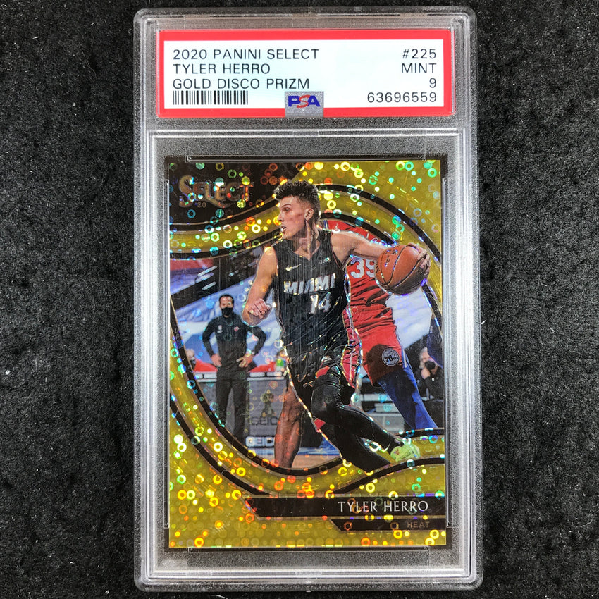 2020 Panini Select TYLER HERRO Courtside Gold Disco Prizm 7/10 #225 PSA 9 (559)