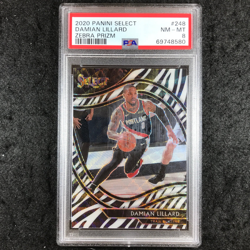 2020 Panini Select DAMIAN LILLARD Courtside Zebra #248 PSA 8 (580)