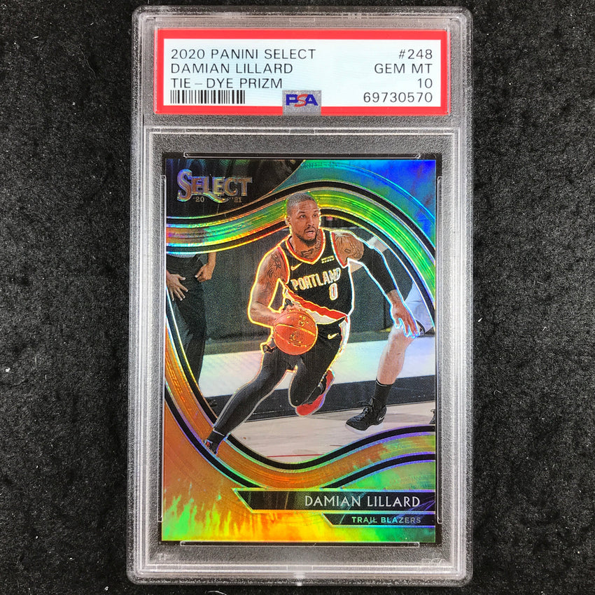 2020 Select DAMIAN LILLARD Courtside Tie-Dye Prizm 14/25 #248 PSA 10 (570)
