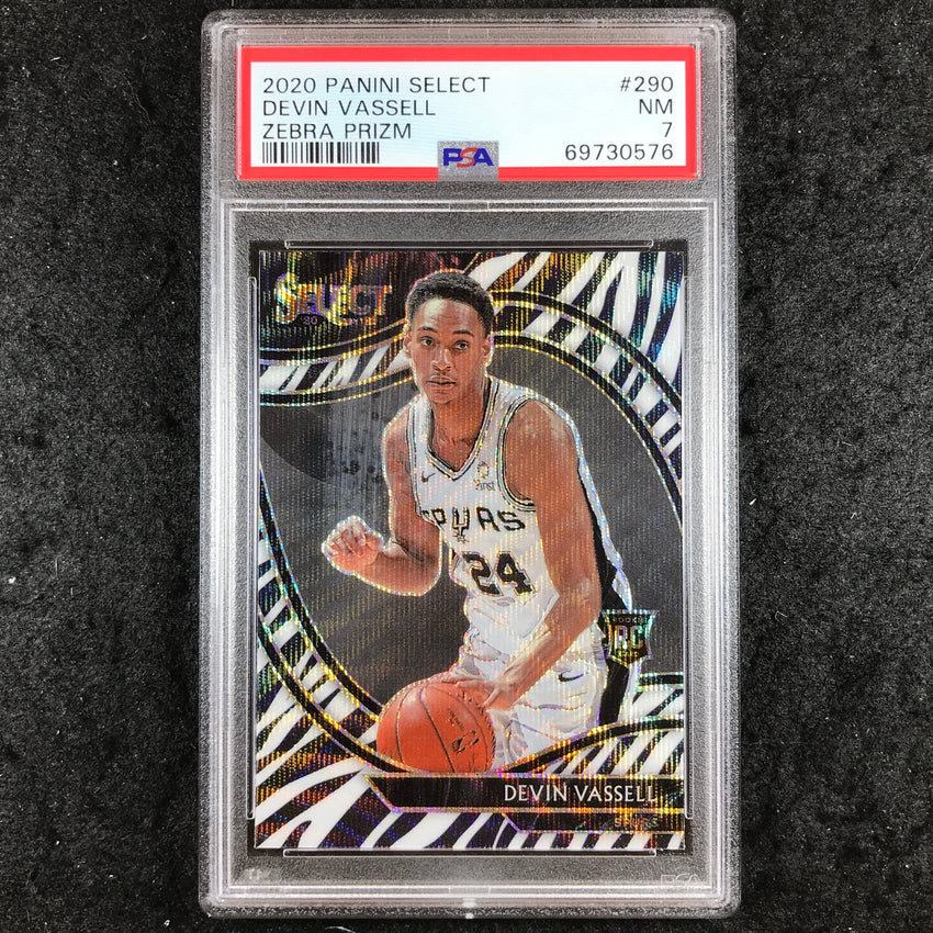 2020 Panini Select DEVIN VASSELL Rookie Courtside Zebra Prizm #290 PSA 7 (576)