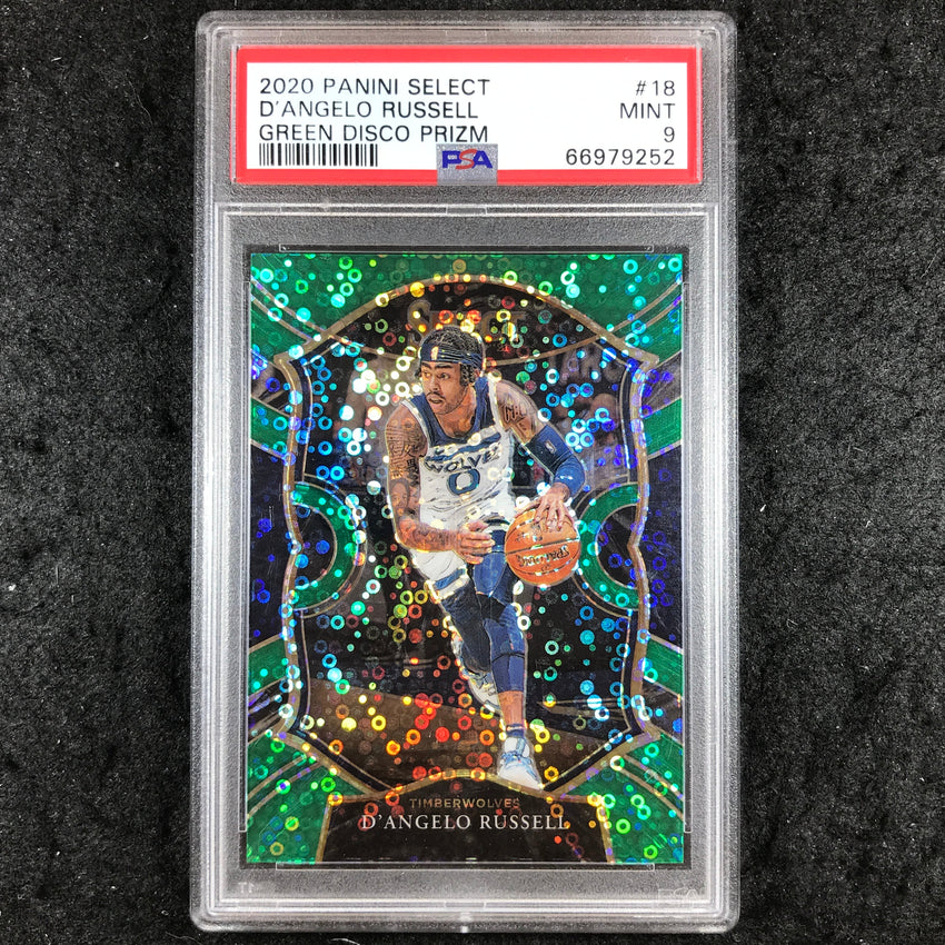 2020 Panini Select D'ANGELO RUSSELL Green Disco Prizm 2/5 #18 PSA 9 (252)