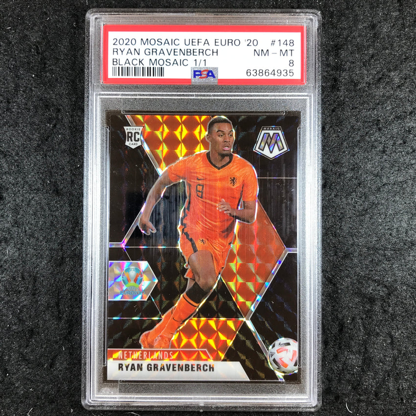 2020 Mosaic UEFA Euro RYAN GRAVENBERCH Rookie Black Mosaic 1/1 #148 PSA 8 (935)