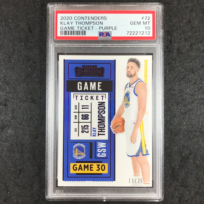 2020 Panini Contenders KLAY THOMPSON Game Ticket Purple #72 PSA 10 (212)