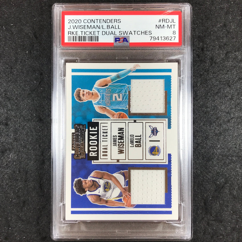 2020 Contenders WISEMAN LAMELO BALL Rookie Ticket Dual Swatch #RDJL PSA 8 (627)