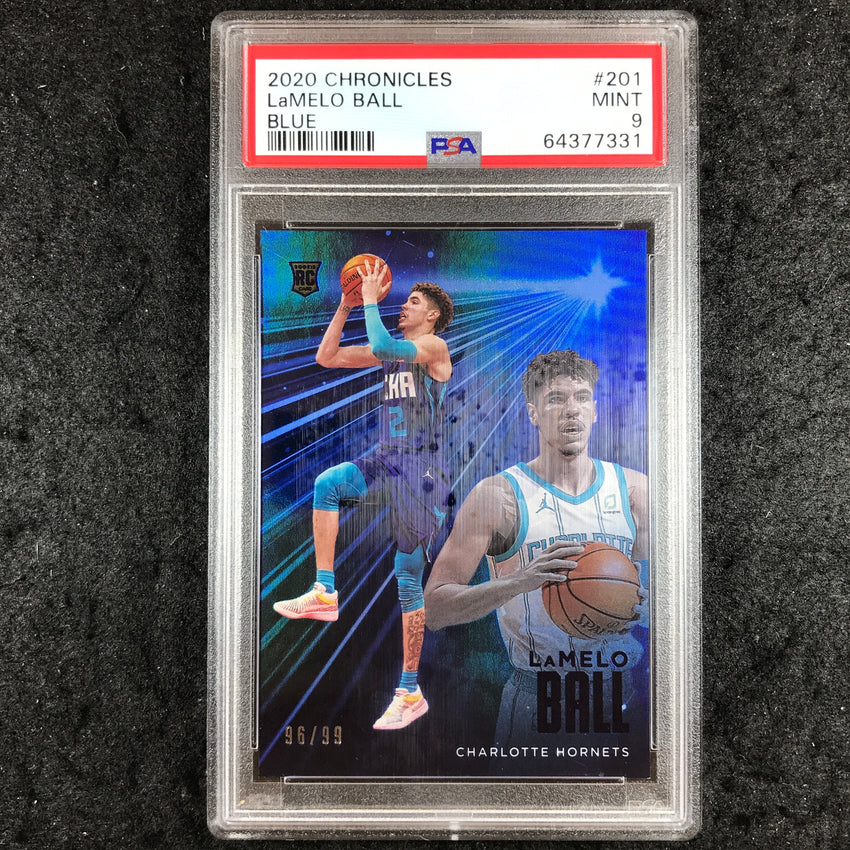 2020 Panini Chronicles LAMELO BALL Essentials Blue 96/99 #201 PSA 9 (331)