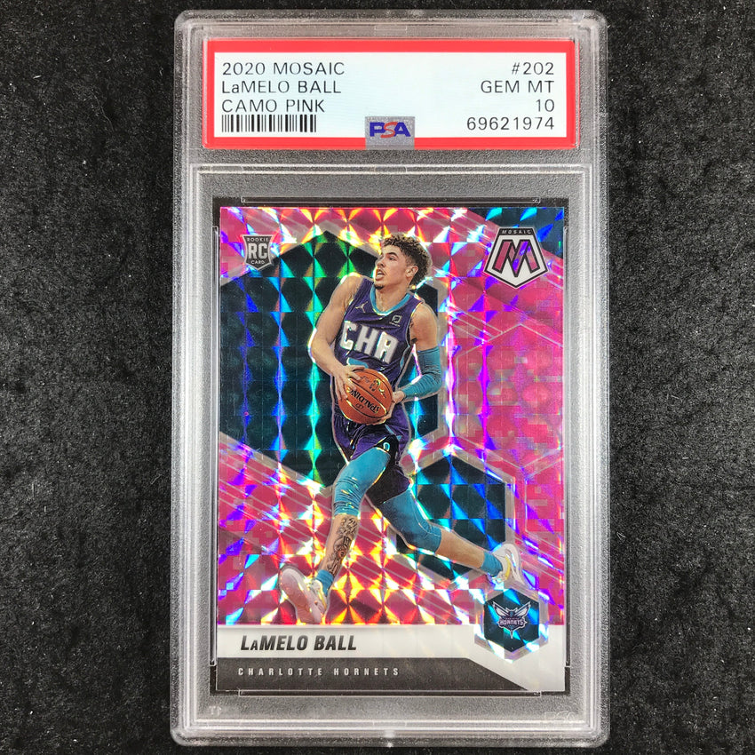 2020 Panini Mosaic LAMELO BALL Rookie Camo Pink #202 PSA 10 (974)