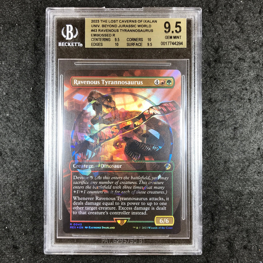 BGS 9.5 Ravenous Tyrannosaurus - 0043 Embossed Rare - Jurrassic World 284