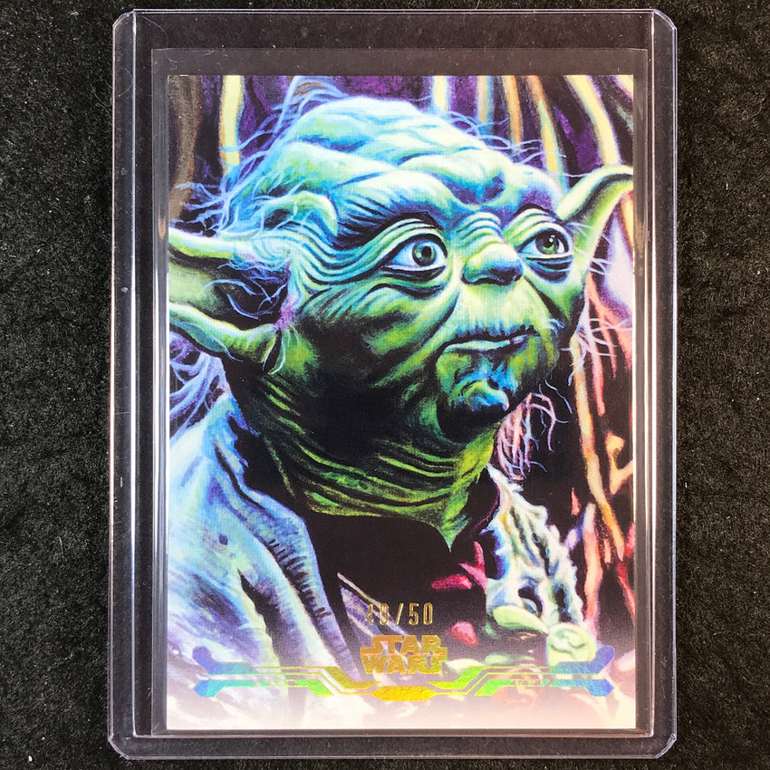 2025 Topps Star Wars Smugglers Outpost YODA Stellar Art Card Gold 49/50
