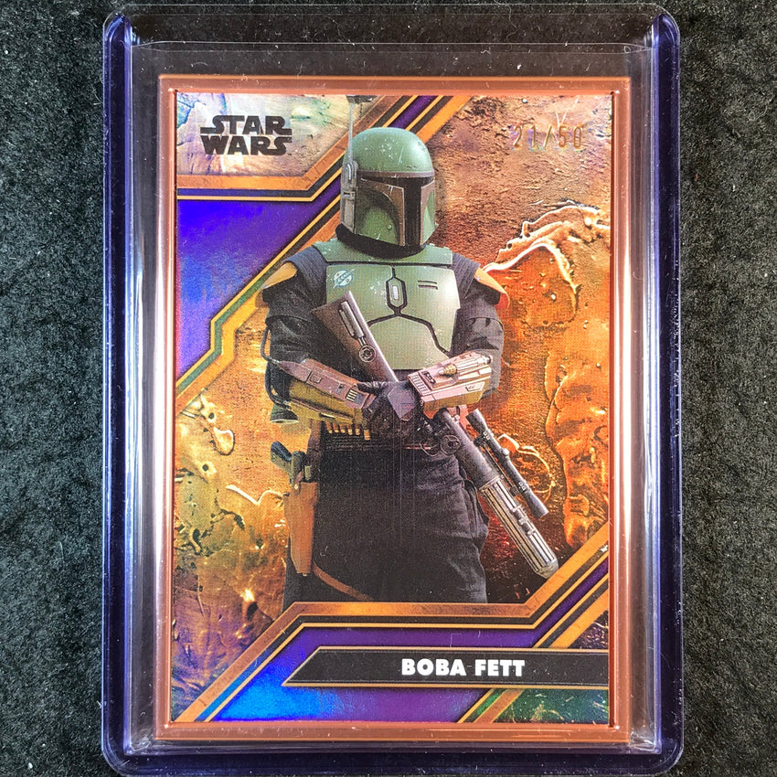 2025 Topps Star Wars Smugglers Outpost BOBA FETT Cortosis Metal Purple 21/50