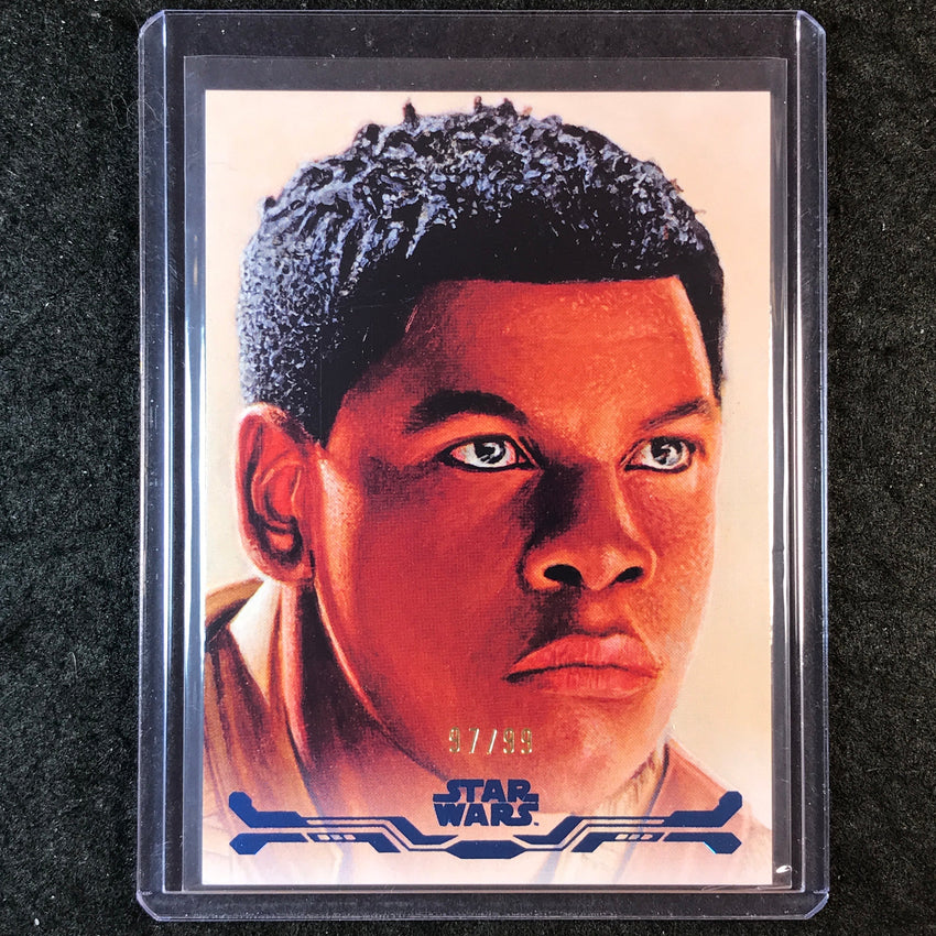 2025 Topps Star Wars Smugglers Outpost FINN Stellar Art Card Blue 97/99 #34