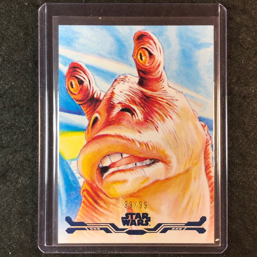 2025 Star Wars Smugglers Outpost JAR JAR BINKS Stellar Art Card Blue 99/99 #45