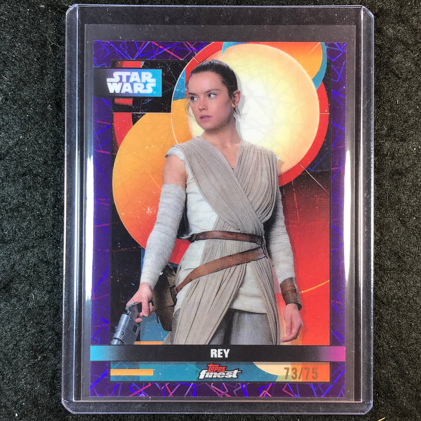 2025 Topps Star Wars Smugglers Outpost REY Finest Purple 73/75 #30