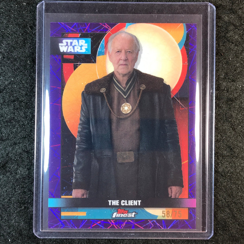 2025 Topps Star Wars Smugglers Outpost THE CLIENT Finest Purple 58/75 #51