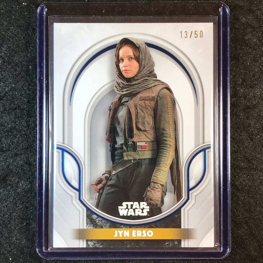 2025 Topps Star Wars Smugglers Outpost JYN ERSO Galactic Antiquities Blue 13/50