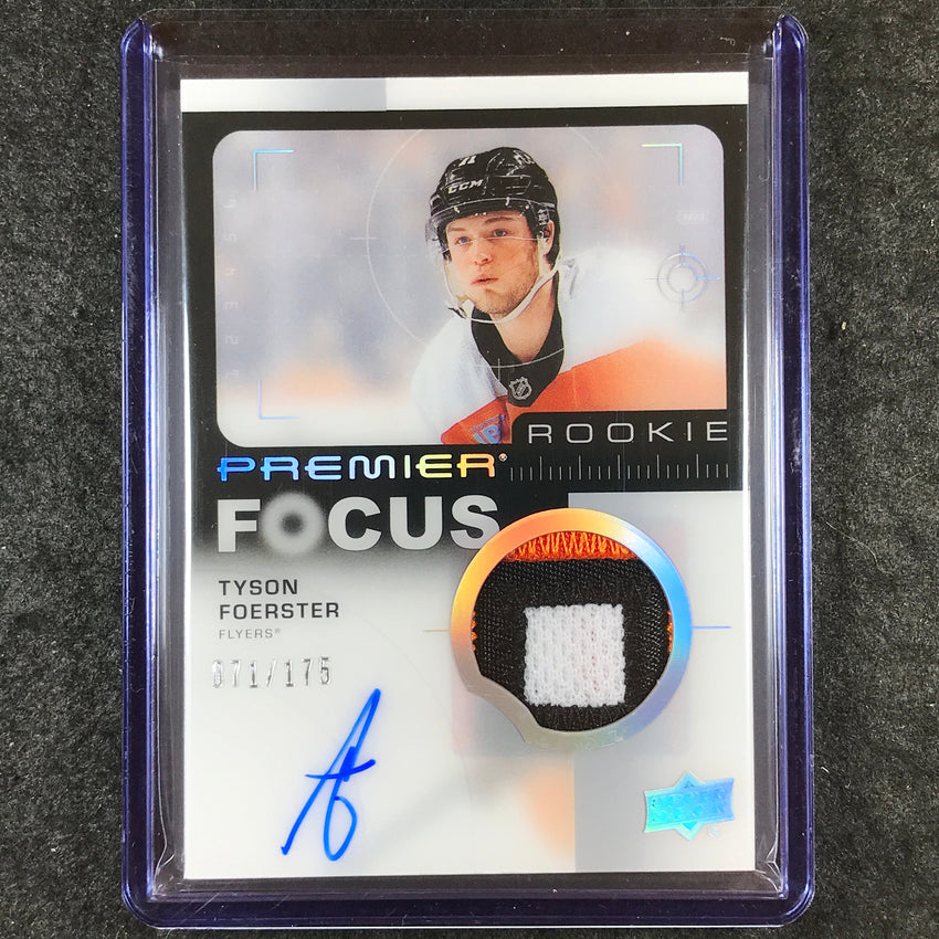 2023-24 Premier NHL TYSON FOERSTER Focus Rookie Patch Auto 71/175