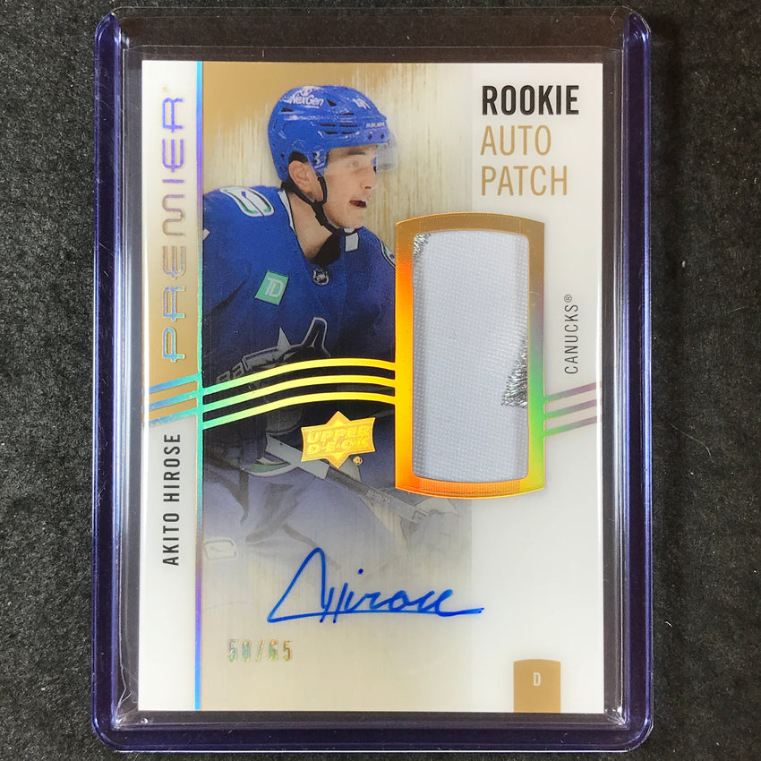 2023-24 Premier NHL AKITO HIROSE Rookie Patch Auto Acetate Gold 58/65