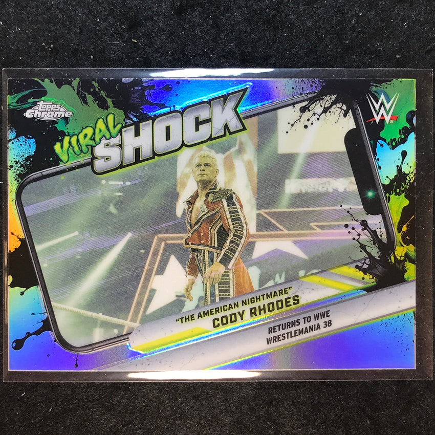 2026 Topps Chrome WWE CODY RHODES Viral Shock Refractor #VIR-3