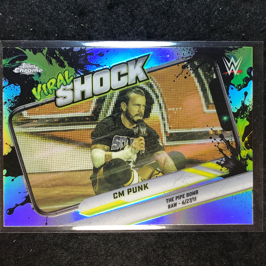2026 Topps Chrome WWE CM PUNK Viral Shock Refractor #VIR-6