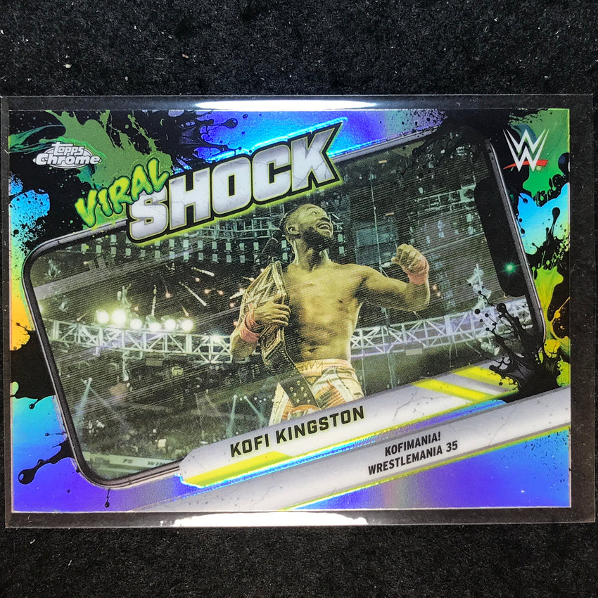 2026 Topps Chrome WWE KOFI KINGSTON Viral Shock Refractor #VIR-12