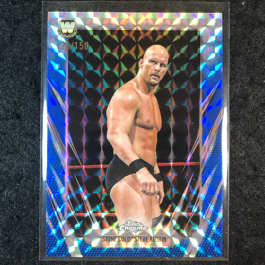 2026 Topps Chrome WWE "STONE COLD" STEVE AUSTIN Base Blue Geometric 125/150 #7
