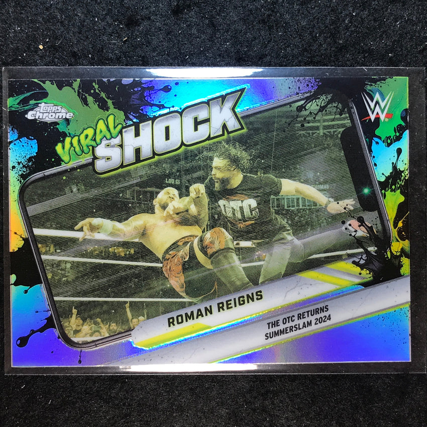 2026 Topps Chrome WWE ROMAN REIGNS Viral Shock Refractor #VIR-19