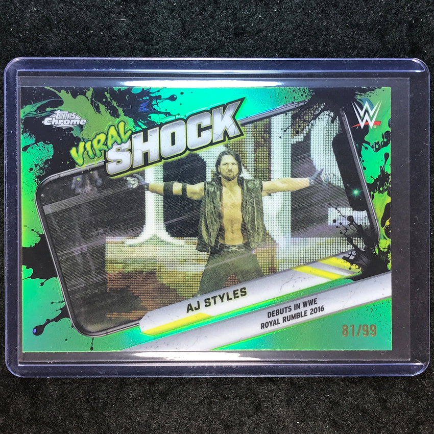 2026 Topps Chrome WWE AJ STYLES Viral Shock Green 81/99 #2