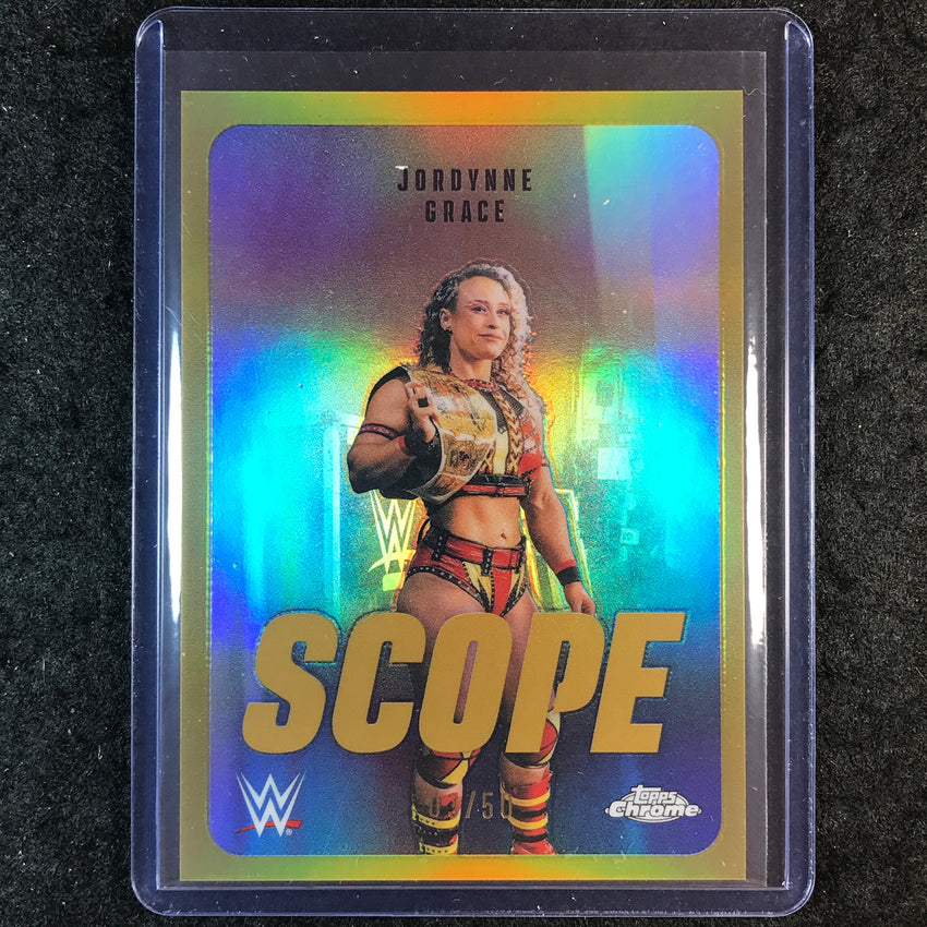2026 Topps Chrome WWE JORDYNNE GRACE Scope Gold 3/50 #37